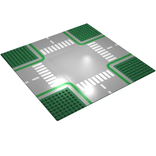 Baseplate 32 x 32 with 8-Stud Crossroads with Gray Road and White Crosswalks Print