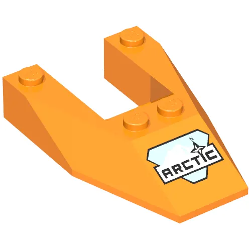 Brick Wedged, Sloped 6 x 4 Cutout, No Stud Notches with Arctic Logo Print