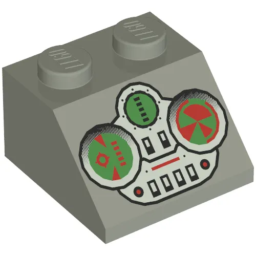 Brick Sloped 45° 2 x 2 with Green and Grey Controls Print