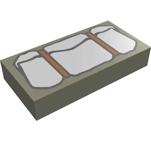 Tile 1 x 2 with Light Gray Bedroll Print