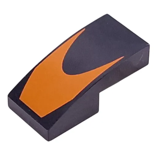 Brick Curved 2 x 1 No Studs with Orange Shape print