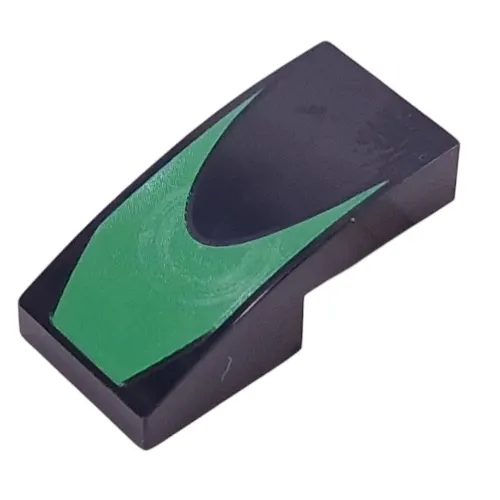 Brick Curved 2 x 1 No Studs with Bright Green Shape print
