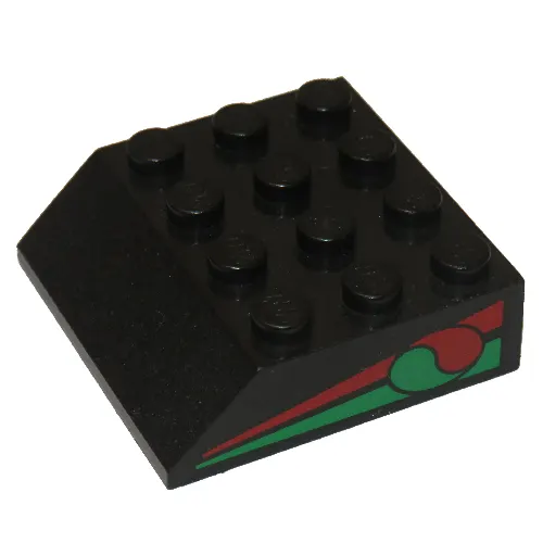 Brick Sloped 45° 4 x 4 with Octan Logo and Red & Green Stripe Print