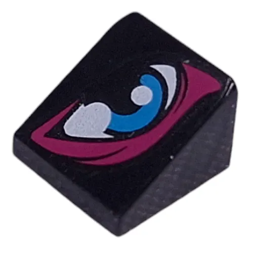 Brick Sloped 30° 1 x 1 x 2/3 with Dark Azure/White Eye, Dark Purple Outline print