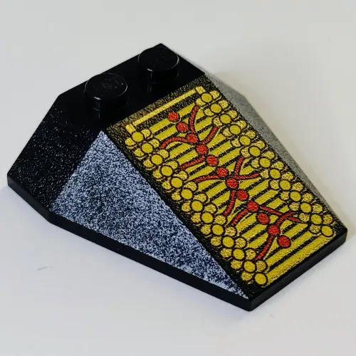 Brick Wedged, Sloped 4 x 4 Triple, No Stud Notches with Metallic Roboforce Print