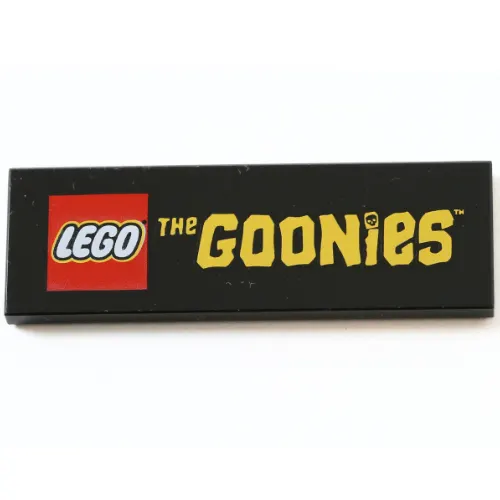 Tile 2 x 6 with LEGO Logo, Yellow "THE GOONIES' print