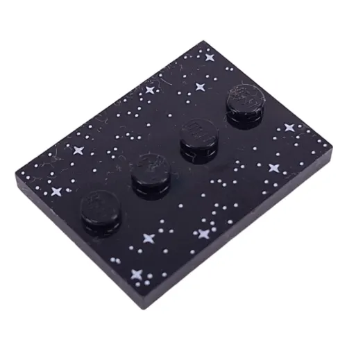 Plate Special 3 x 4 with 1 x 4 Center Studs and Silver Stars Print