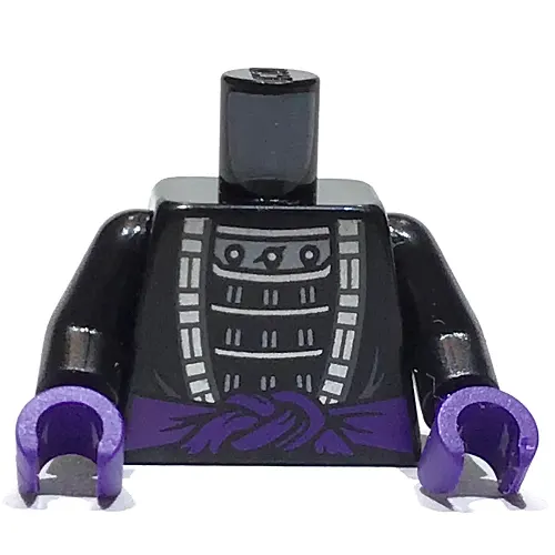 Torso Robe, Open over Dark Bluish Gray Armour, Dark Purple Belt print, Black Arms, Dark Purple Hands