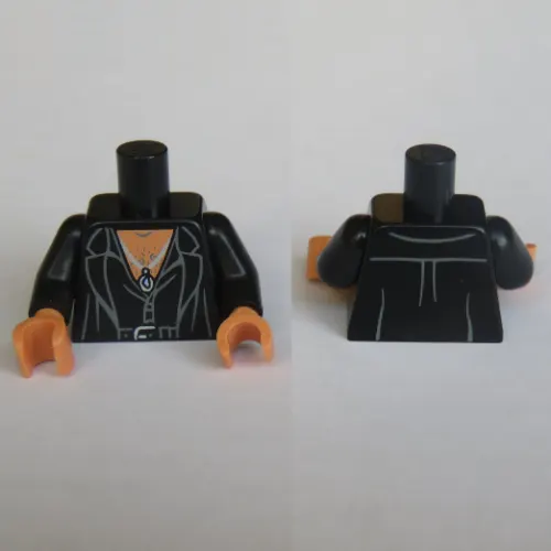 Torso Jacket, Open over Open Shirt, Hairy Chest, Belt and Pendent Print, Black Arms, Nougat Hands