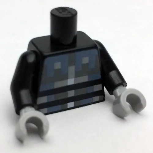 Torso Pixelated Light Bluish Gray, Sand Blue and Silver Armor Print, Black Arms, Light Bluish Gray Hands