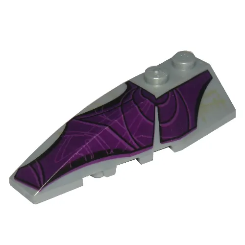 Brick Wedged, Curved 6 x 2 Left with Purple Wing Print