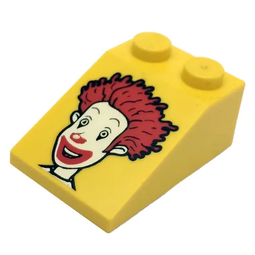 Brick Sloped 33° 3 x 2 Smooth with McDonald's Ronald McDonald Print