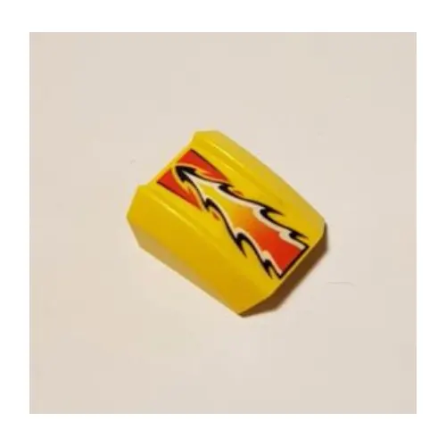 Brick Curved 2 x 2 with Lip, No Studs with Red/White/Black Flame Print