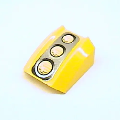 Brick Curved 2 x 2 with Lip, No Studs with Gray Fade Triple Headlight Print