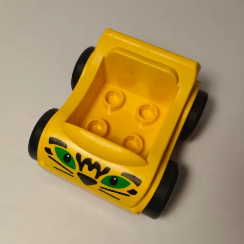 Duplo Car with Silver Wheels and Tiger Face Print