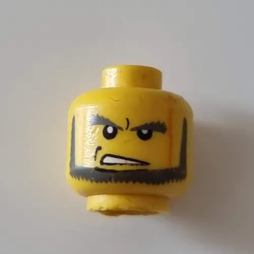 Minifig Head, Beard with Angry Eyebrows and Open Mouth Print