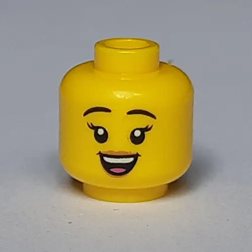 Minifig Head, Peach Lips, Open Mouth Smile / Sunglasses Print