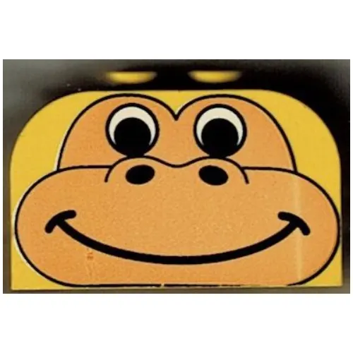 Brick Curved 2 x 4 x 2 Double with Medium Orange Gorilla / Dinosaur Face Print
