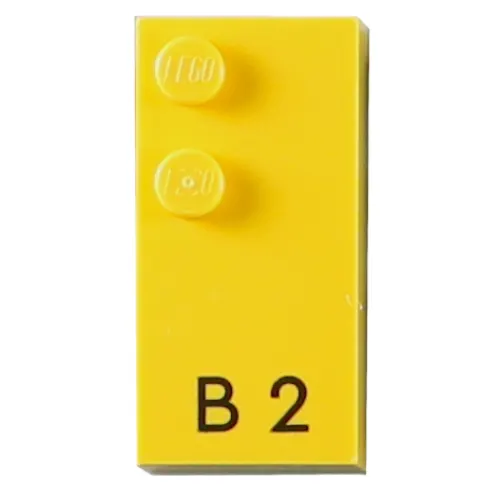 Braille Brick 2 x 4 with 2 Studs ⠃ and 'B 2' Print