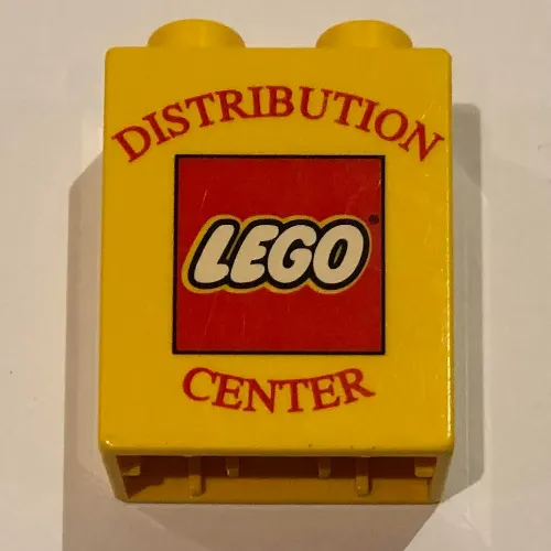 Duplo Brick 1 x 2 x 2 with Distribution Center and Lego Logo Print
