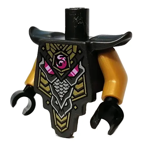 Smooth Breastplate with Shoulder Pads, Pink Crystal, Gold/Silver Armour Print, Pearl Gold Arms, Black Hands