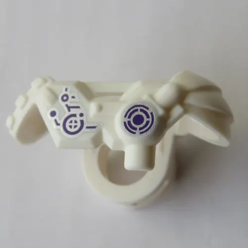 Minifig Neckwear Armor Shoulder Pads with Scabbard for Two Katanas with Silver and Dark Purple Industrial Print