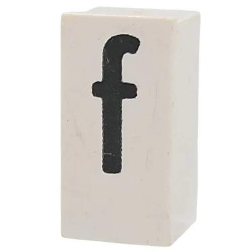 Tile Special 1 x 2 x 5/6 with Stud Hole in End with 'f' print