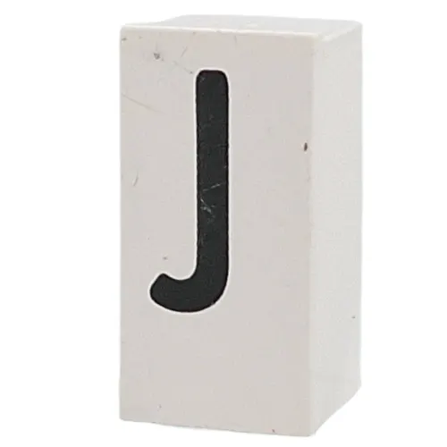 Tile Special 1 x 2 x 5/6 with Stud Hole in End with 'J' print