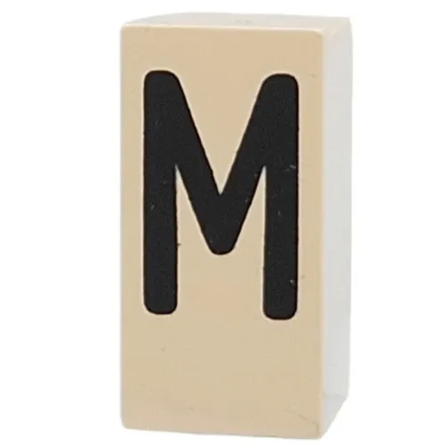 Tile Special 1 x 2 x 5/6 with Stud Hole in End with 'M' print