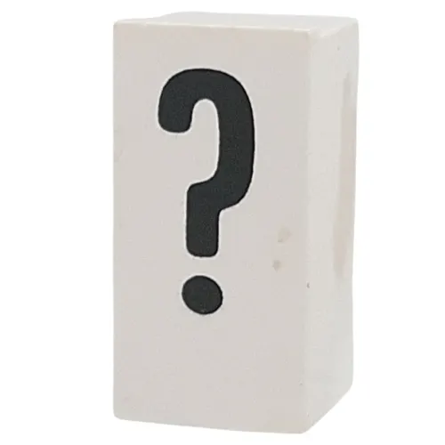Tile Special 1 x 2 x 5/6 with Stud Hole in End with '?' print