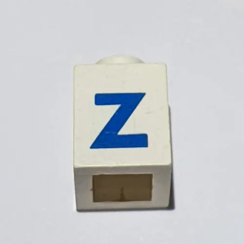 Brick 1 x 1 with Blue 'Z' Print (Bold Font)