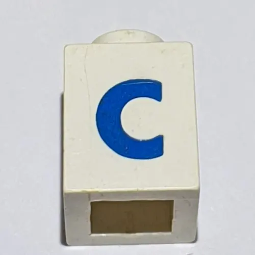 Brick 1 x 1 with Blue 'C' Print (Bold Font)
