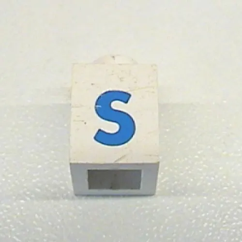 Brick 1 x 1 with Blue 'S' Print (Bold Font)