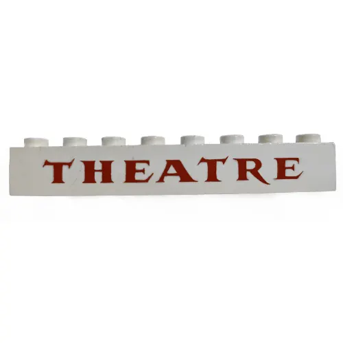 Brick 1 x 8 with 'THEATRE' Red Print