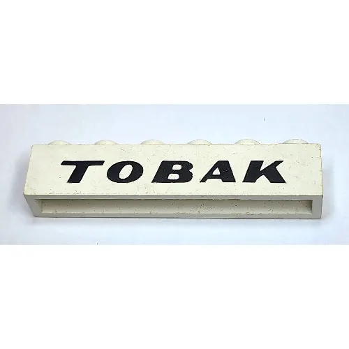 Brick 1 x 6 without Bottom Tubes with Cross Side Supports with 'TOBAK' Italic Black Print