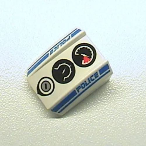 Brick Curved 2 x 2 with Lip, No Studs with Gauges and Police Blue Line Print