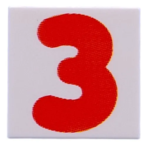 Tile 2 x 2 with Red '3' print