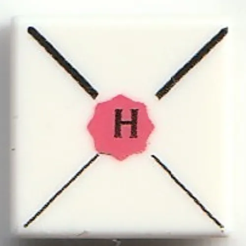 Tile 1 x 1 with Envelope, Red Wax Seal, Black 'H' print