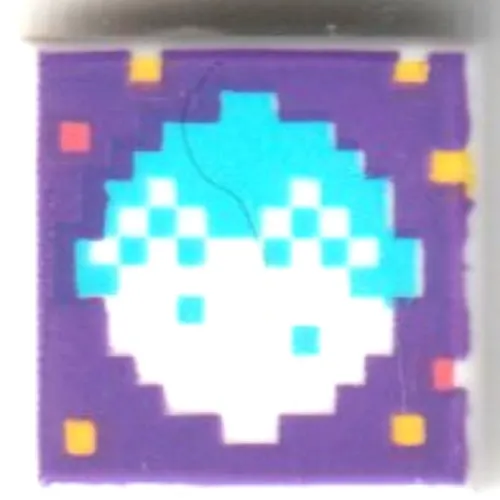Tile 1 x 1 with Pixelated White/Dark Azure Moon on Dark Purple Background print