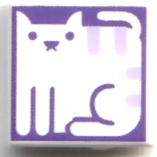 Tile 1 x 1 with White Cat on Dark Purple Background print