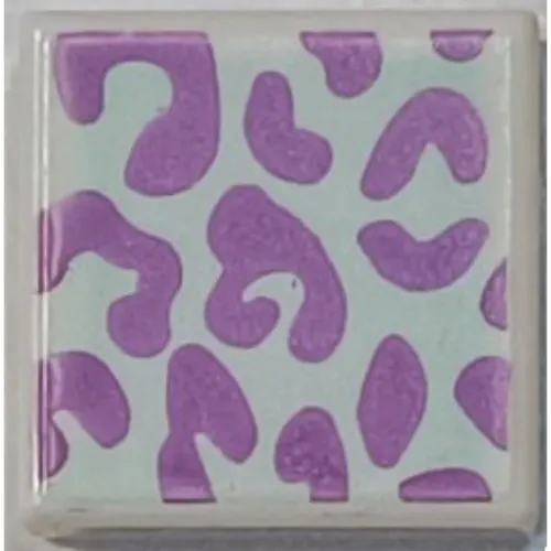 Tile 1 x 1 with Dark Purple Leopard Spots on Light Aqua Background print