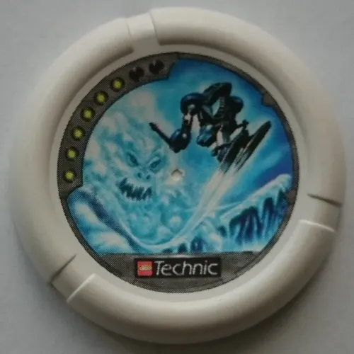 Large Figure Throwing Disk, Ski / Ice, 6 Pips, Ski Jumping Away from Snow Creature Print