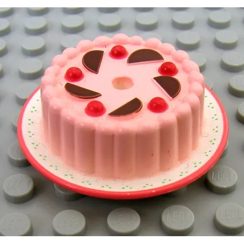 Scala, Food, Cake, Pink Frosting with Red Cherries and Chocolate Wedges Print