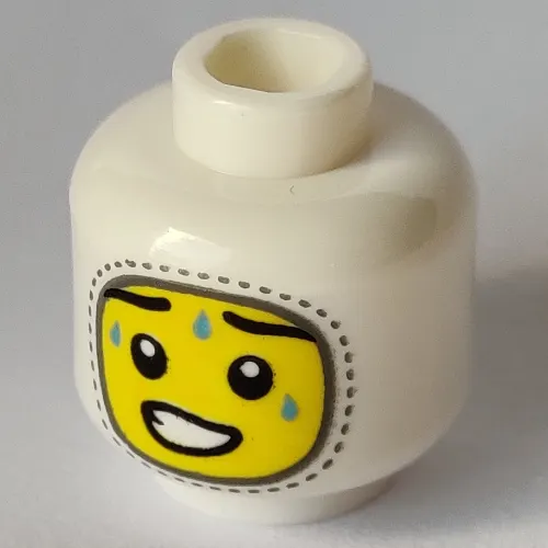 Minifig Head, Balaclava, Sweat Beads, Crooked Smile (Cringe) print