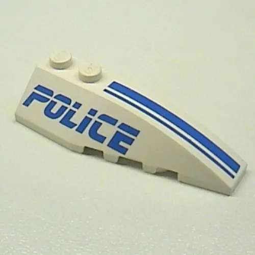 Brick Wedged, Curved 6 x 2 Right with 'POLICE', Blue Line Print