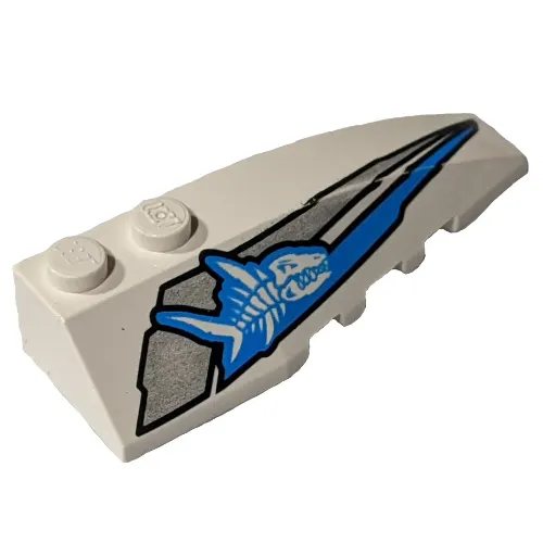 Brick Wedged, Curved 6 x 2 Right with Shark Skeleton Print