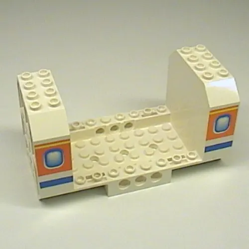 Aircraft Fuselage Angular Bottom 6 x 12 x 5 with Windows on Orange & Blue Stripes Print