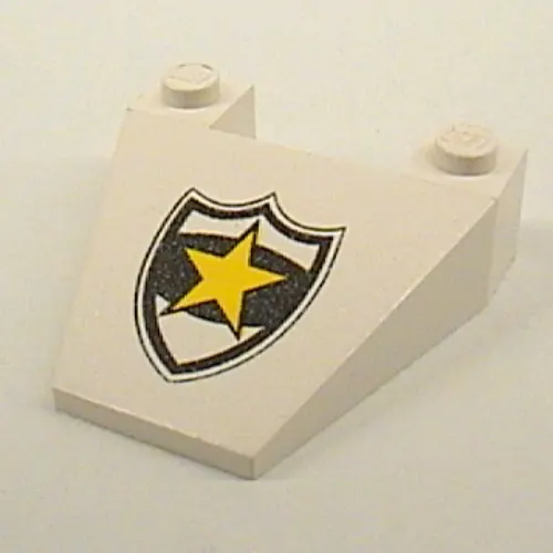 Brick Wedged, Sloped 4 x 4 Taper with Police Yellow Star Badge Print