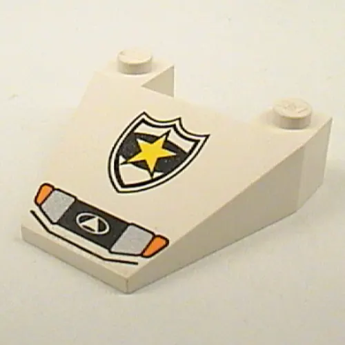 Brick Wedged, Sloped 4 x 4 Taper with Police Yellow Star Badge and Headlights Print