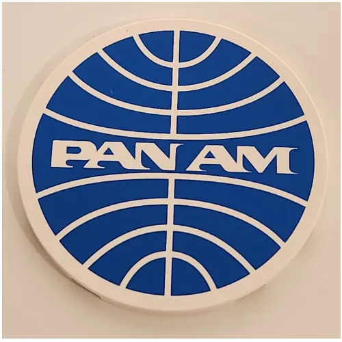 Tile Round 6 x 6 with Blue 'PAN AM' logo print
